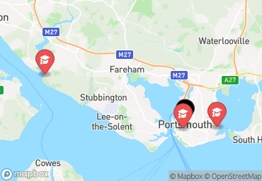 Closest campuses from Crown Place - Portsmouth