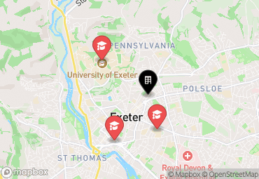 Closest campuses from Boutique Student Living - Exeter